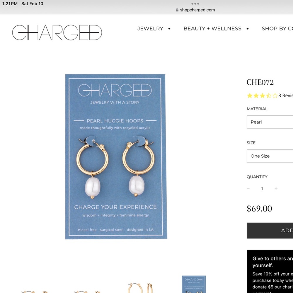 Charged Jewelry With A Story- Pearl Huggie Hoops